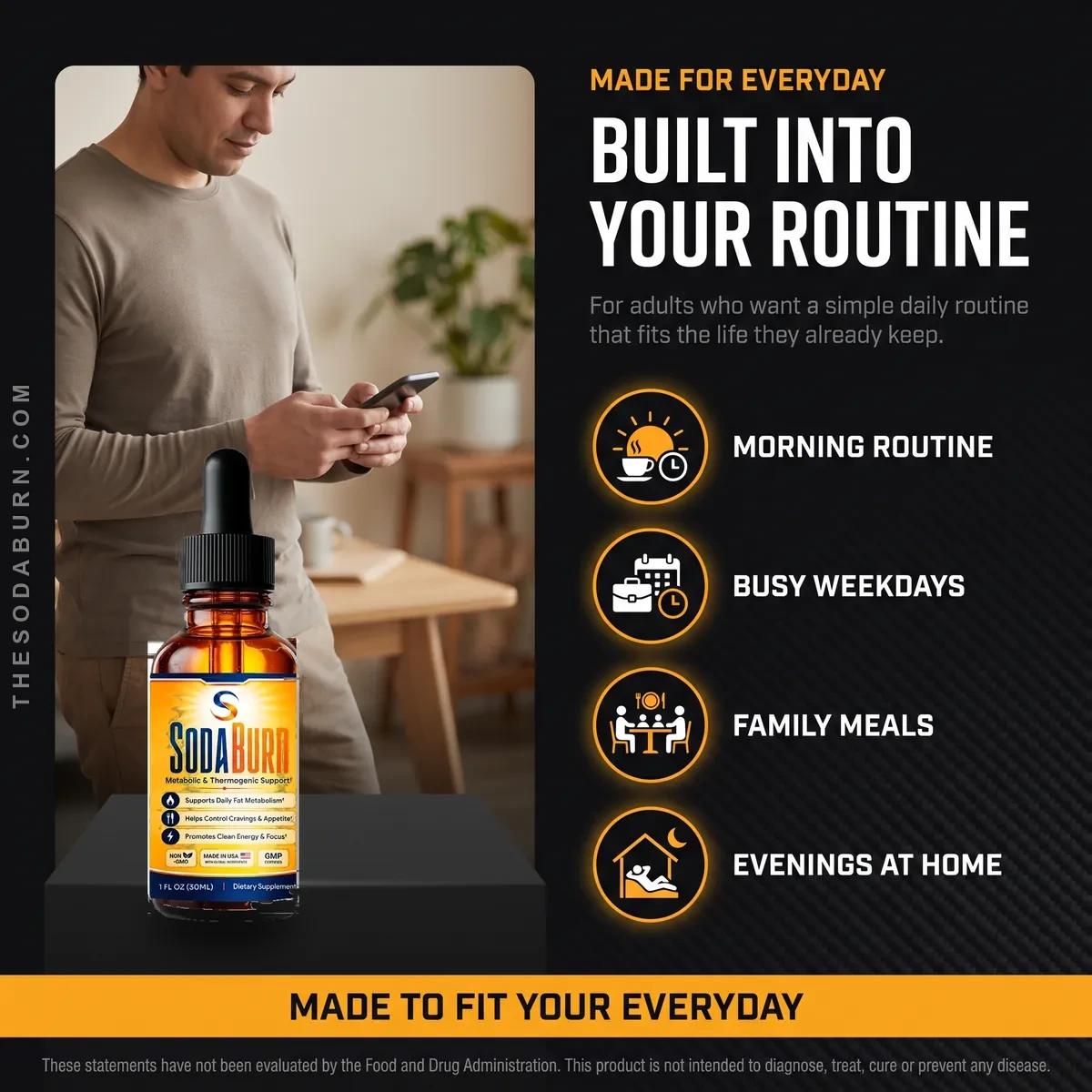 Who SodaBurn is for: adults who want a simple daily routine across mornings, busy weekdays, family meals and evenings at home